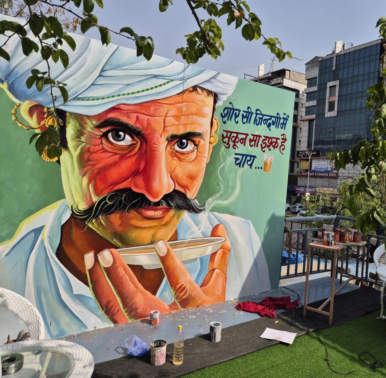Graffiti of a chai vendor