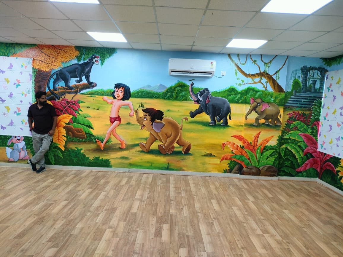 Neon party themed mural