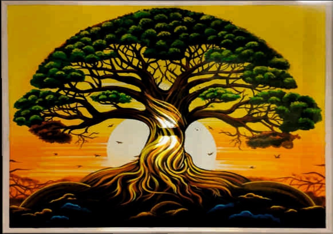 Tree of life wall painting at NAMO Chai, Mansarovar