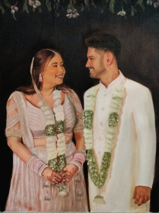 Live wedding portrait painting