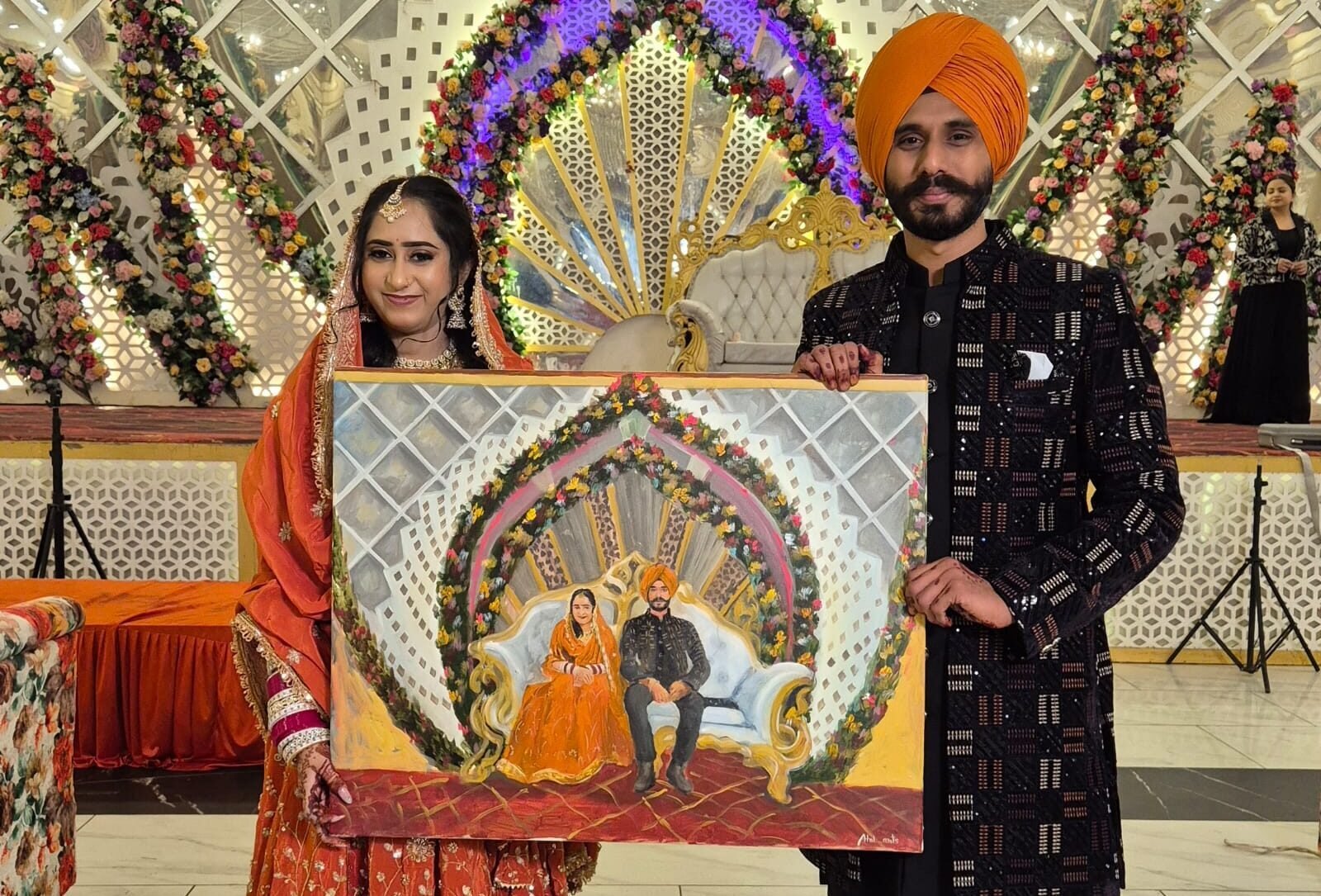 Live wedding portrait painting