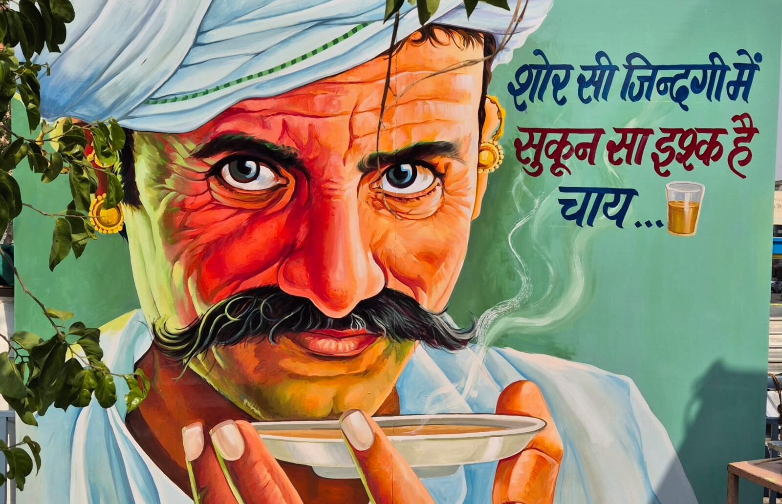 Turbaned Rajasthani man mural at RBI Jaipur