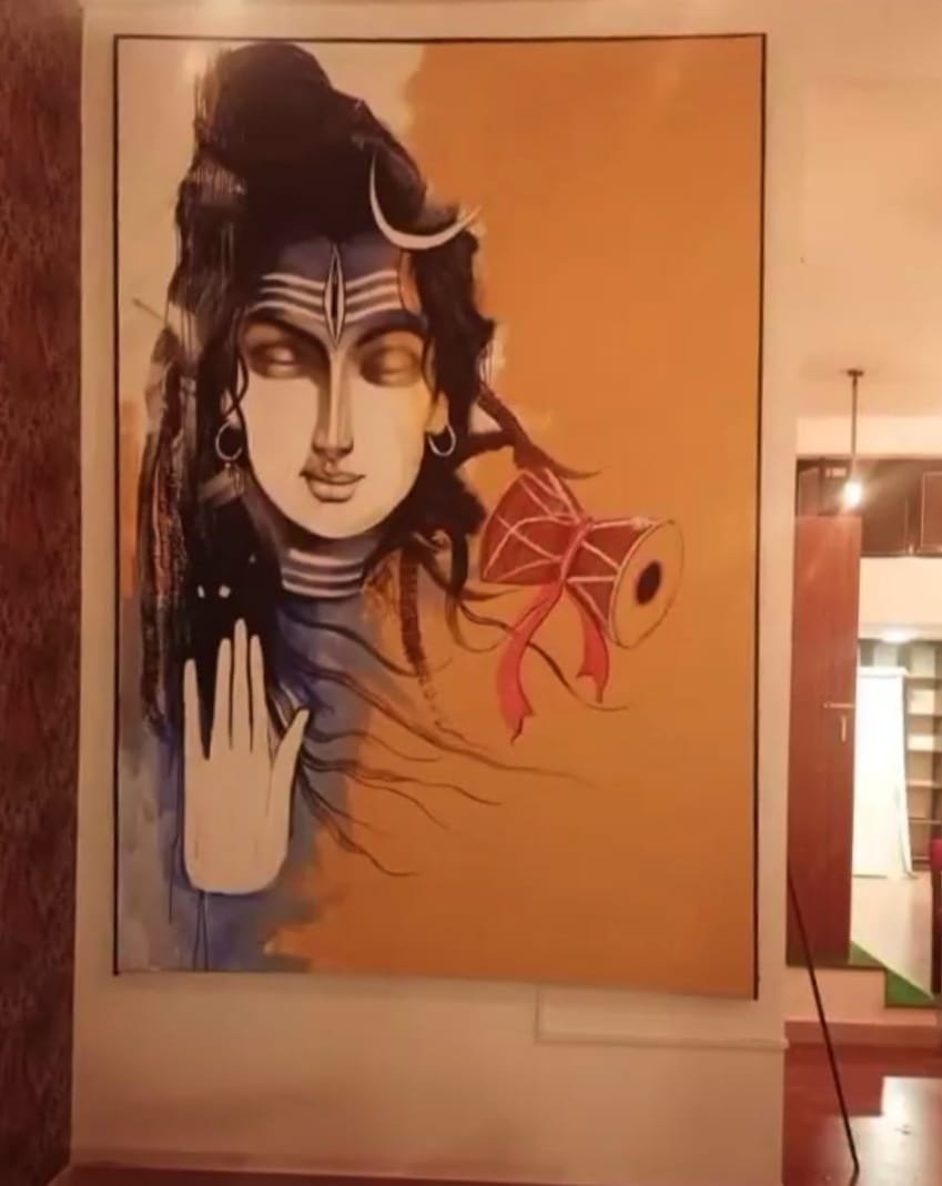 Hand-painted floral ceiling mural